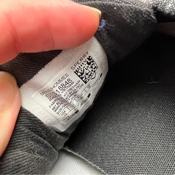 Sperry Loafer Men's 12 Grey Black Cutter 2-Eye Boat Canvas Slip On Casual Shoe - Picture 8 of 8